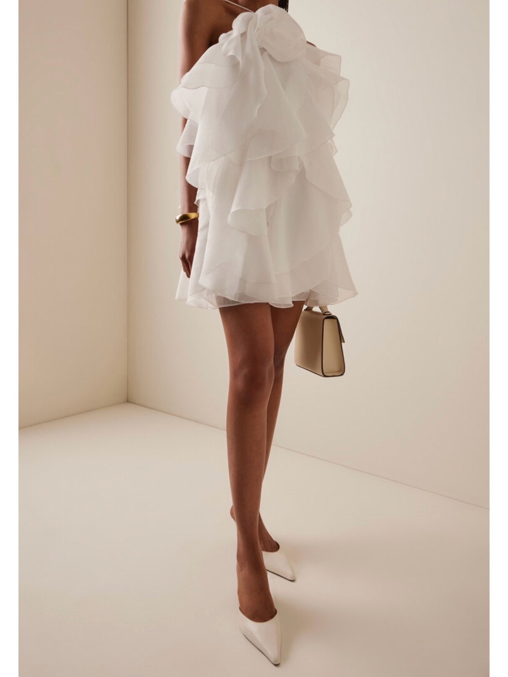 Aje White Ruffled Mini Dress - Picture 2 of 6